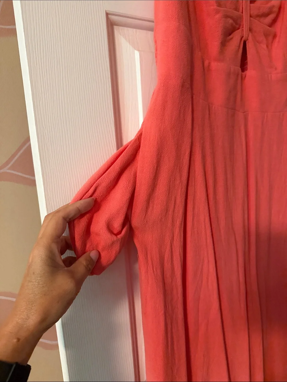 Women’s Coral V-Neck Maxi Jumpsuit
